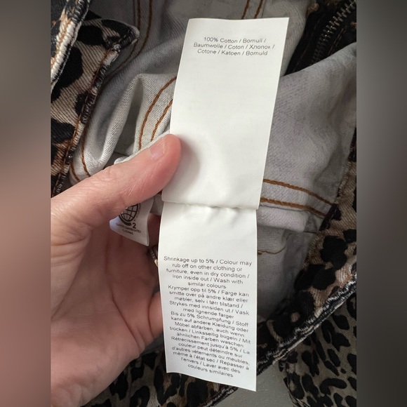 New Ganni Leopard Print Side Zip Denim Jacket Women's Size XXS - Picture 10 of 11